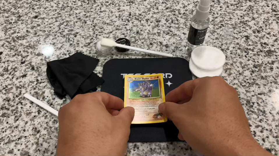 Pokemon card restoration Brock's Rhydon Step 1