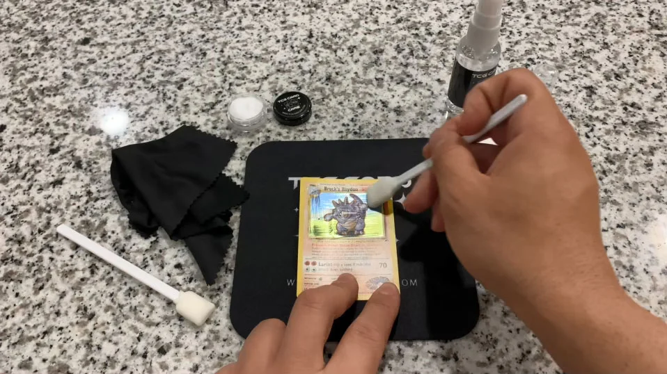 Pokemon card holographic restoration Brock's Rhydon Step 3